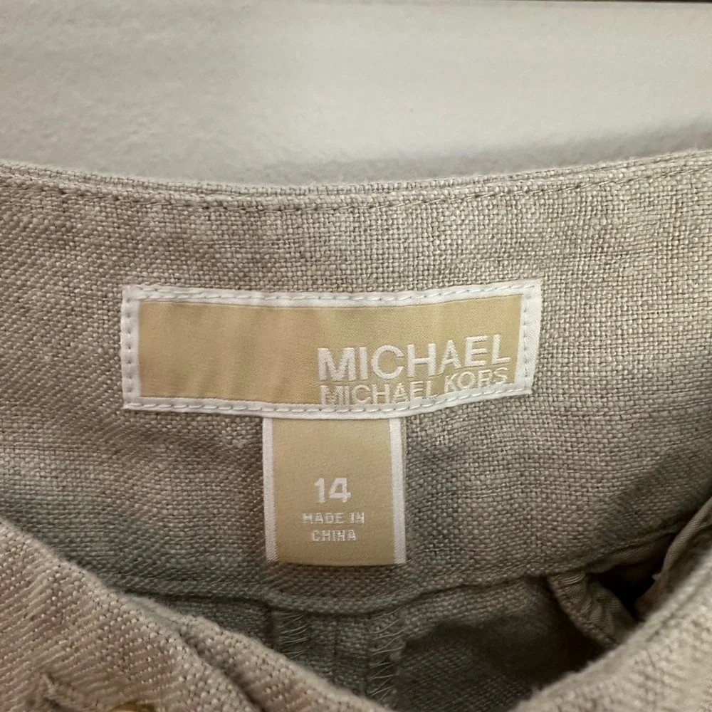 Michael Kors Linen Pants Size 14 Tan EUC